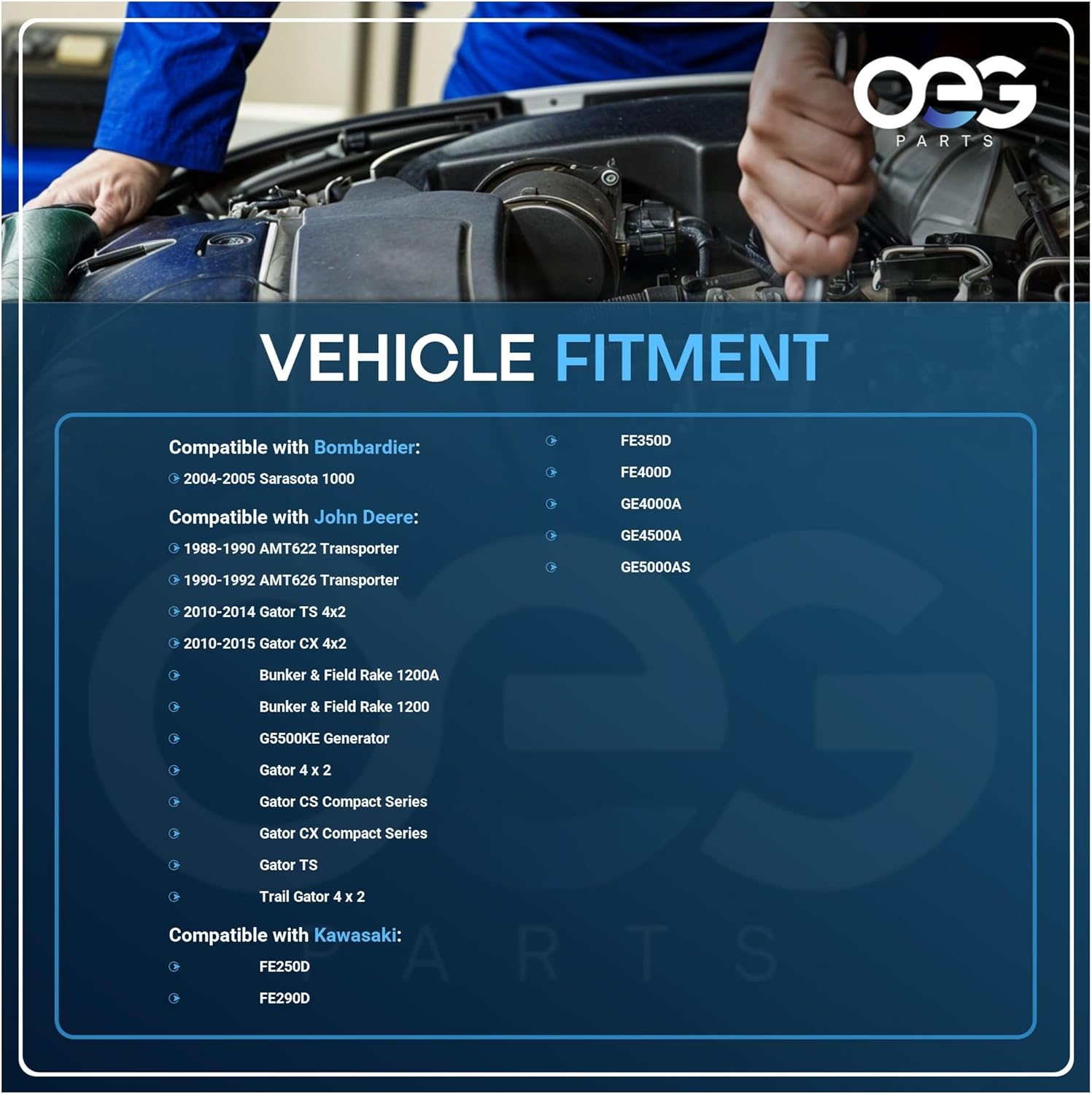 OEG Parts New Starter Compatible with John Deere Gator TS 4x2 2010-2014; Gator CX/CS 4x2 2010-2015; AMT626 Transporter 1990-92; AMT622 Transporter 1988-1992 1280007050 AW26844 410-52062 21163-2089