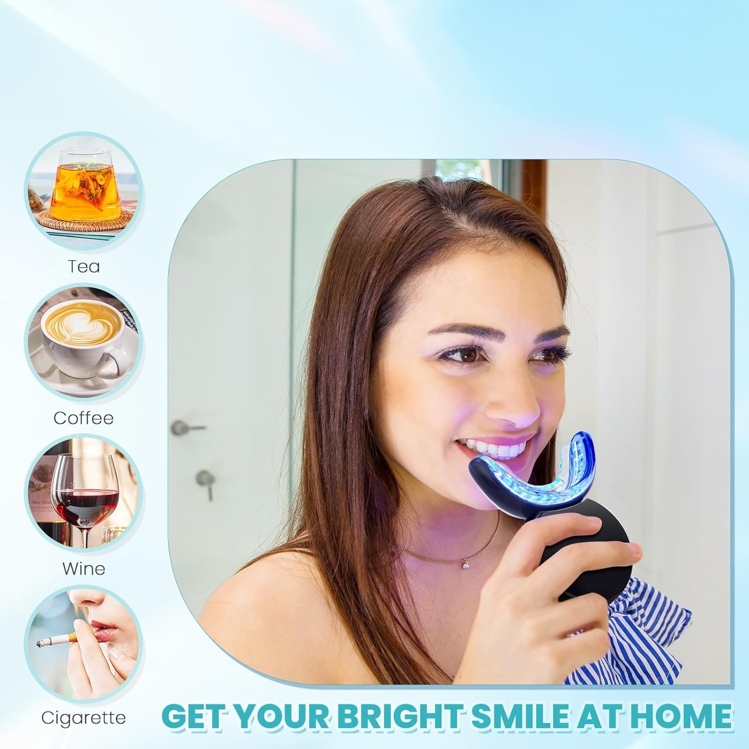 Wellawhite Teeth Whitening Kit,Gegen Gelbe Zähne, Rauchflecken, Sicher Für Den Zahnschmelz, Schonend Zahnaufhellung Zu Hause, 15 Minuten Zahnbleaching (Weiß)