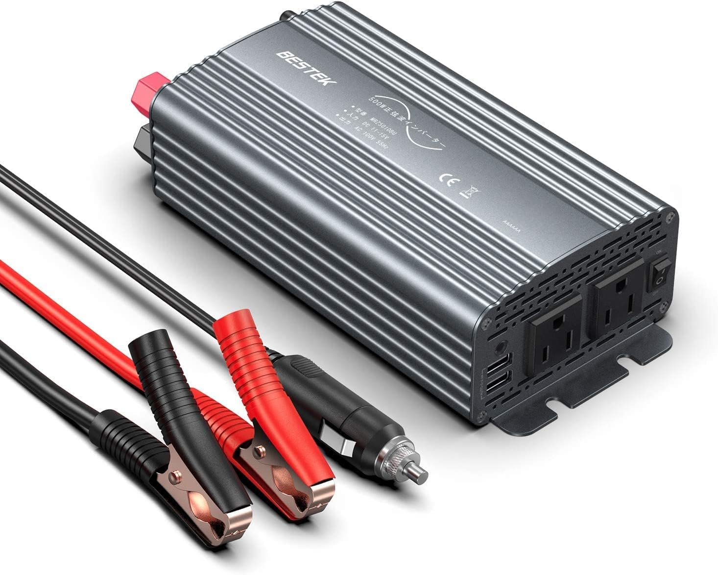 Amazon.co.jp BESTEK 正弦波 インバーター シガーソケット コンセント 500W DC12VをAC100Vに変換 USB2