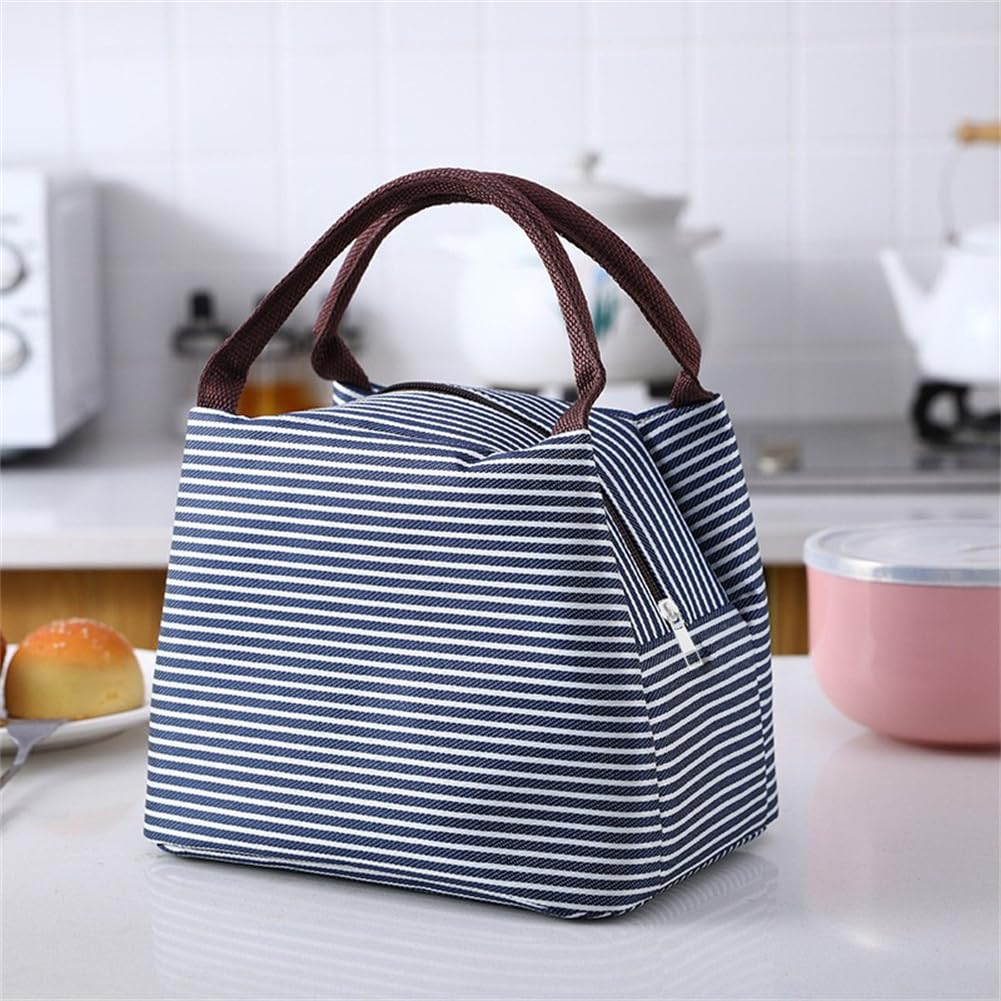 Lunch Bag for Women Men Stripes Lunch Tote Bags Reusable Lunch Box Large Capacity Reusable Insulated Cooler for