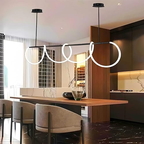 Miniatura 14 de Moderna lámpara colgante lineal de escritorio regulable, dorada con lámpara de anillo remoto, ajuste de altura de 39 pulgadas, lámpara de techo de