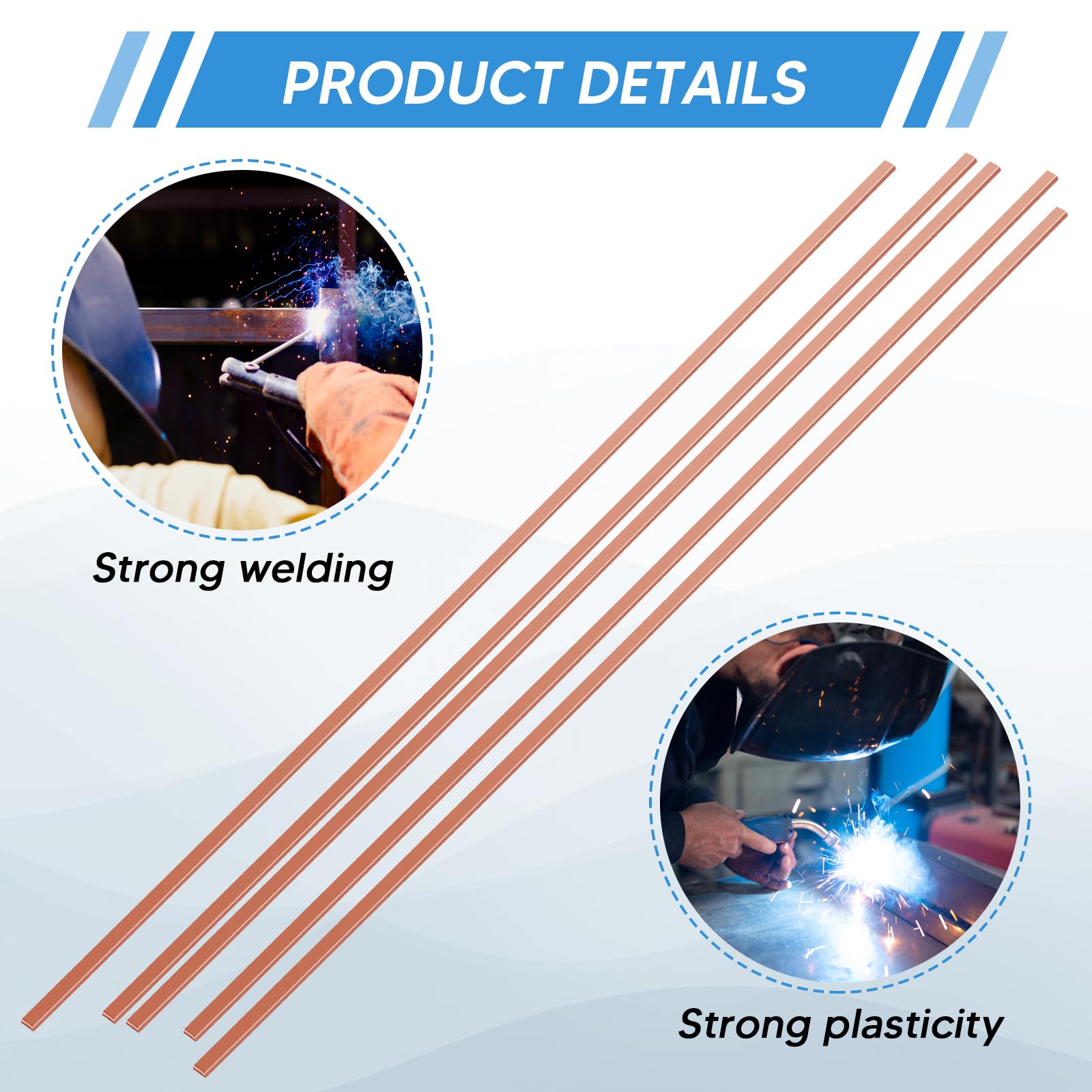 60 varillas de soldadura de plata al 5%, varillas de soldadura BCuP-3, varillas de soldadura de fósforo de cobre, grado industrial, 0.050 x 1/8 x 10 pulgadas para aire acondicionado,