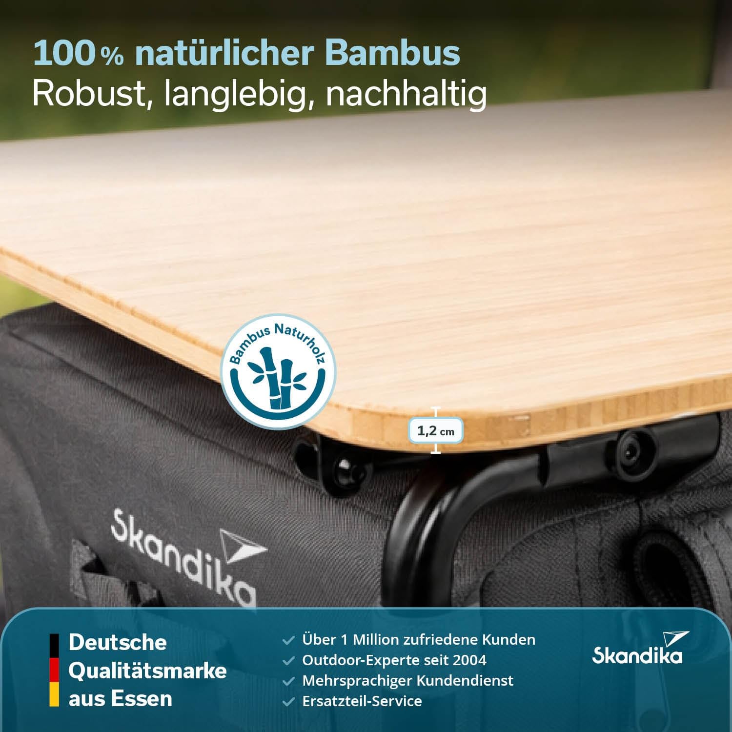 Skandika Campingschrank Skogard | 3-in-1 Design, Bambus Arbeitspatte, Outdoor Schrank faltbar, 2 Einlegeböden, Tragetasche | Klapptisch kompakt, Campingküche, Outdoor Küche, Camping Zubehör, Zelt