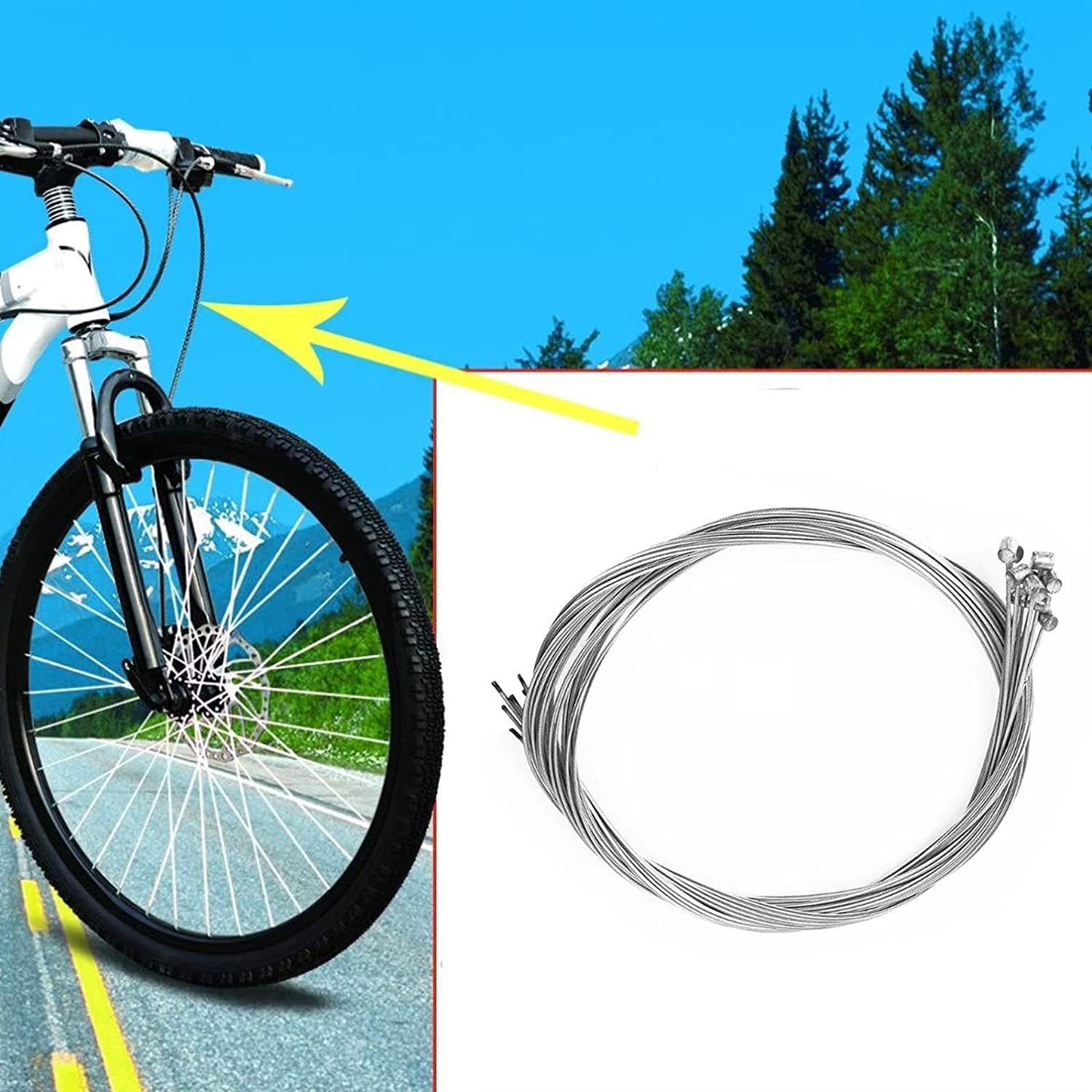 LATRAT 10 x uniwersalny zestaw linek hamulcowych do roweru wewnętrznego z 18 końcówkami końcowymi, linka hamulcowa 1,75 m, do rowerów górskich – srebrny