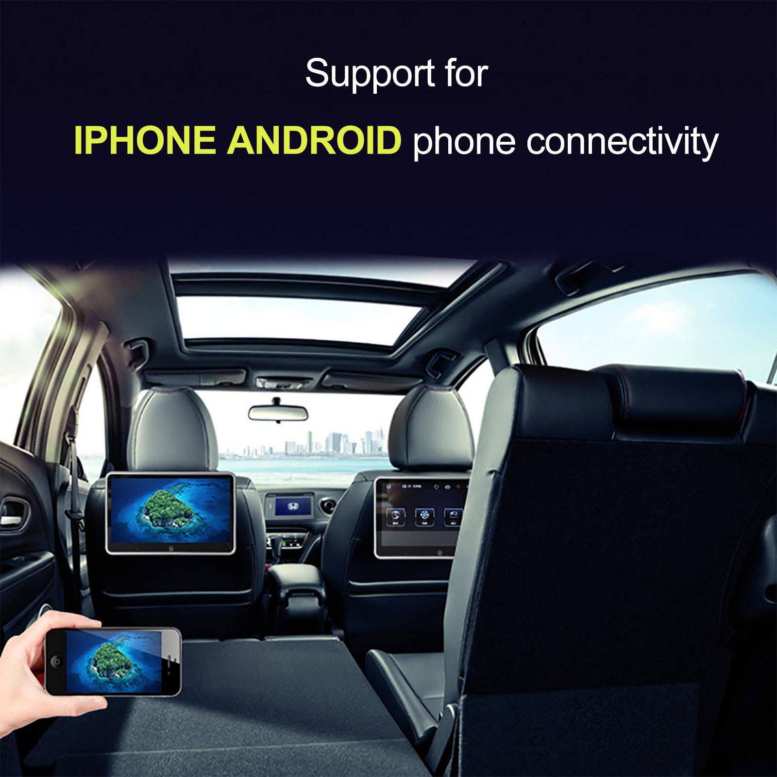 Lecteur Vidéo D'appui-tête De Voiture 10,1 ", Moniteur D'appui-tête avec Bluetooth USB SD FM, Lecteur D'appuie-tête Numérique Portable HD Lecteur Multimédia De Voiture D'affichage Grand écran