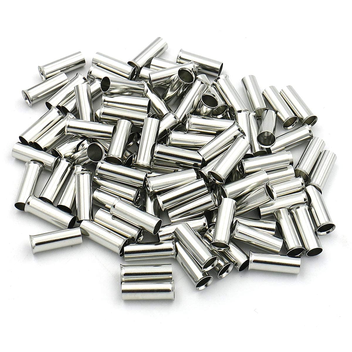 Baomain 500-Pack AWG 4/25mm² Long: 0.787"(20mm) Copper Crimp Connectors – Non-Insulated Ferrule Pin Terminals (EN25-20)