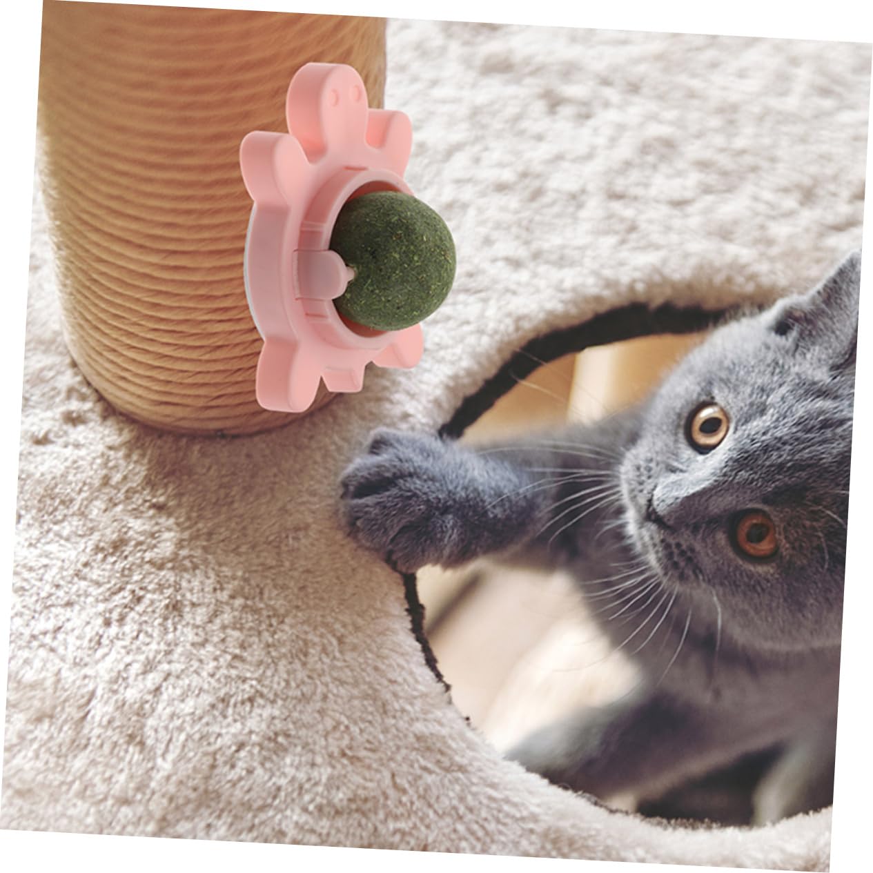 Abaodam 4piezas Juguetes De Pelota De Hierba Gatera para Gatos Bolas Comestibles Giratorias para Lamer y Masticar para Limpiar Dientes y Morder Interiores