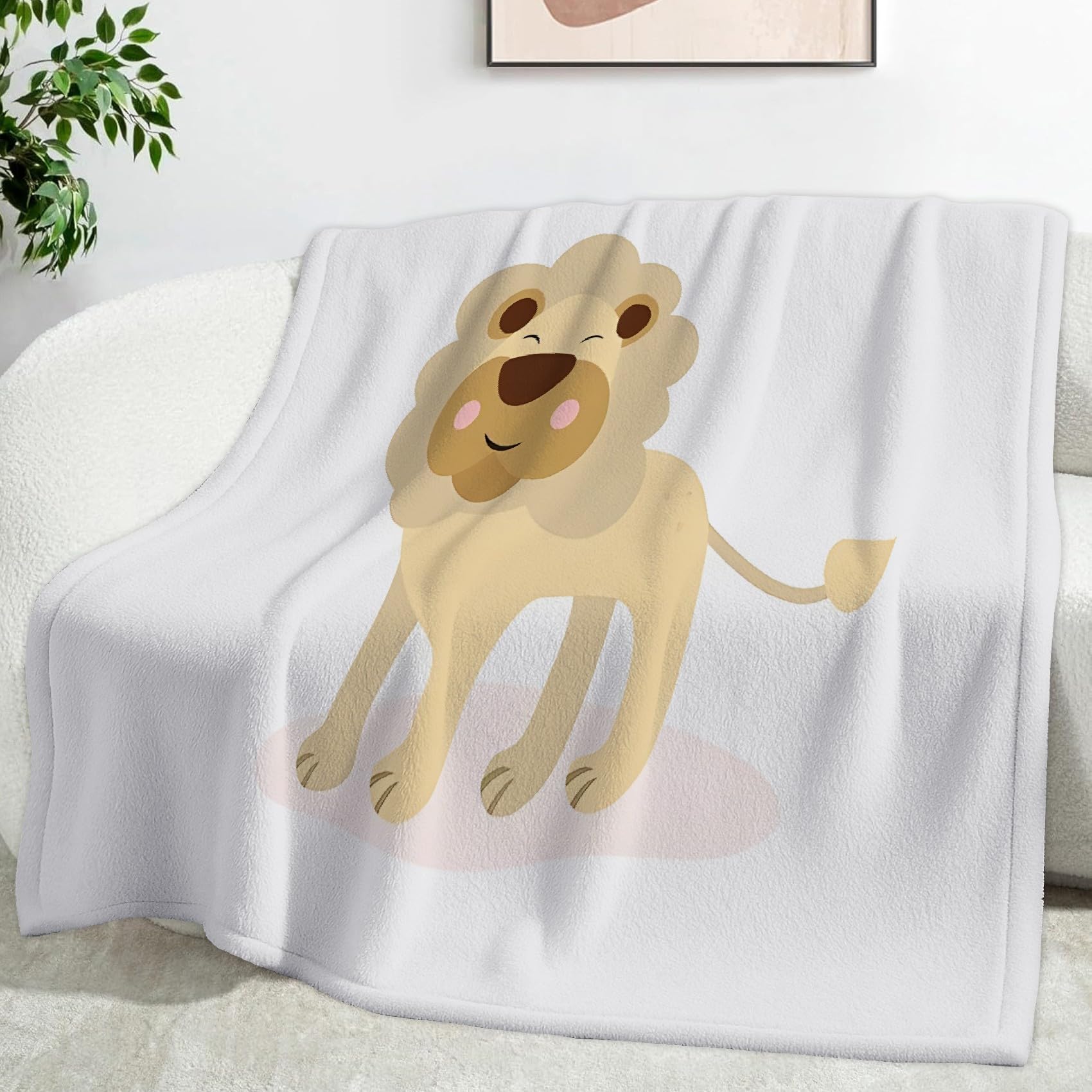Couverture lion dessin animé haut de gamme en flanelle de luxe