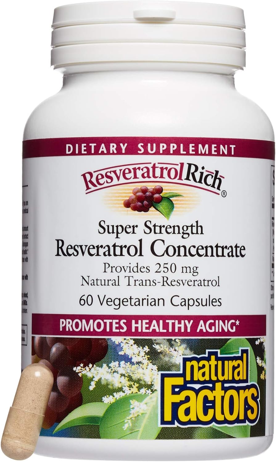 Natural Factors ResveratrolRich®Super Strength Resveratrol Concentrate 500mg, 60 vcaps