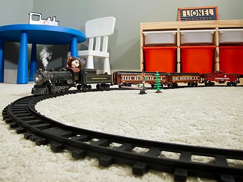 Miniatura 4 de Lionel Pennsylvania Flyer Battery O Gauge - Juego de tren de juguete con control remoto, locomotora, vagones de tren y pista con sonidos auténticos