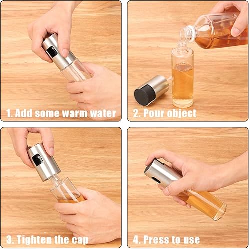 Miniatura 4 de Pulverizador de aceite de oliva, rociador de aceite de vidrio transparente de grado alimenticio, botella de aerosol portátil, dispensador de aceite