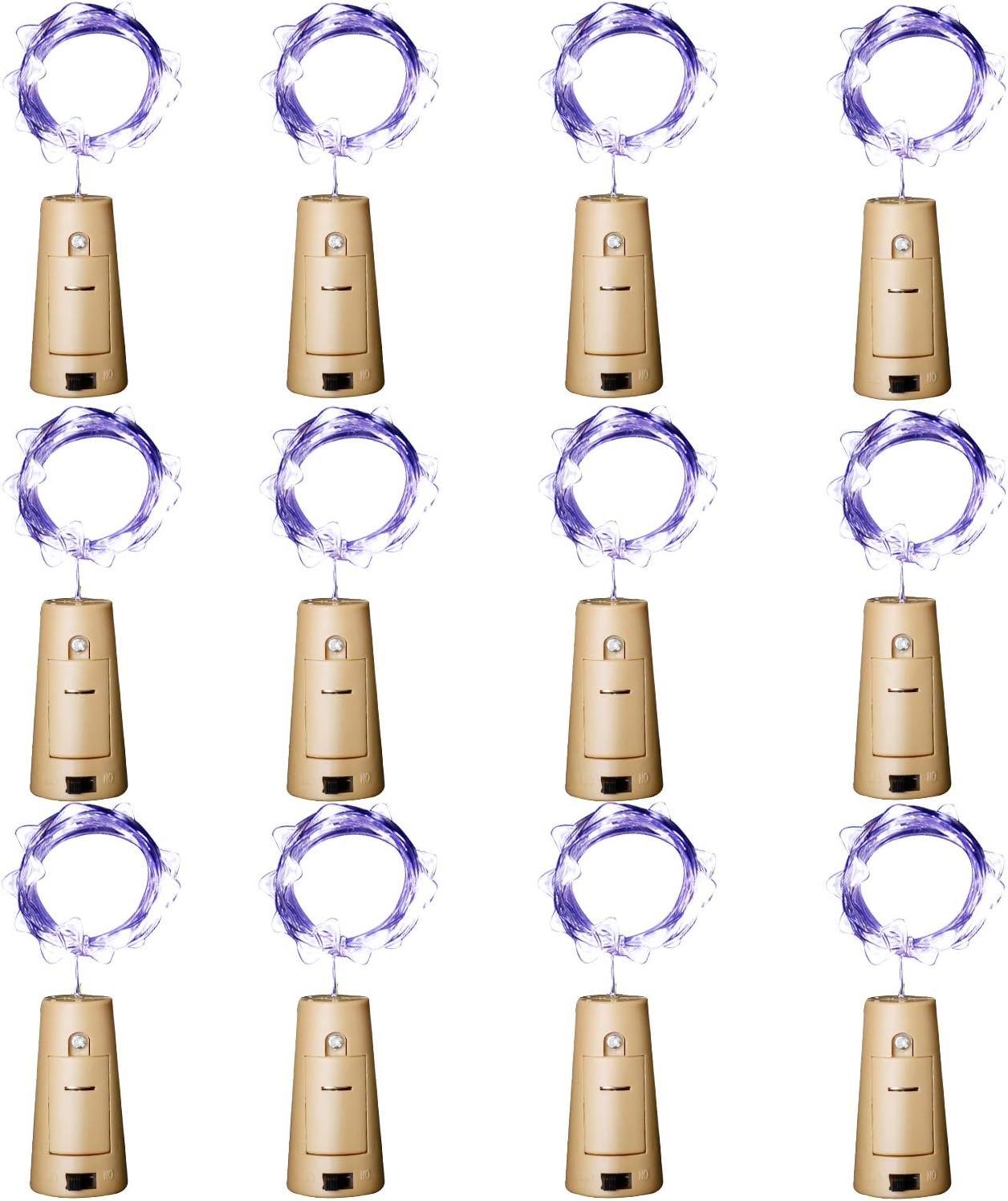 Aluan Wine Bottle Lights 10 Pack 12LED Cork Bottle Lights with Screwdriver Battery Operated Wine Cork Lights String Lights for Party Wedding Christmas Halloween Bar Jar Lamp Decor, Cool White