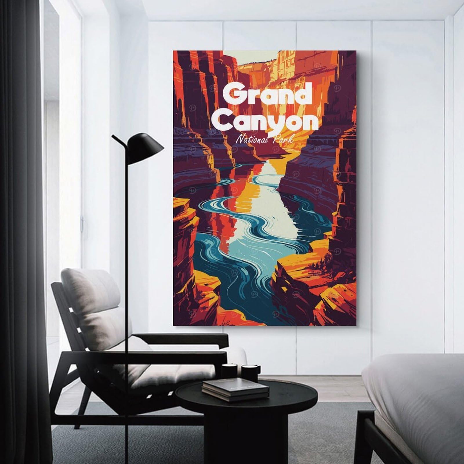 Junmoney Grand Canyon National Park Illustration(3) Hanging Wall Art 12x18inch(30x45cm), for New Homes, Bedrooms Or Workspaces, Thoughtful Wall Decor for Art Lovers
