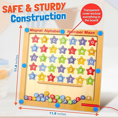 Miniatura 2 de Laberinto magnético de números del alfabeto  Montessori - Juguetes Montessori para niñas y niños pequeños, aprendizaje ABC actividades educativas