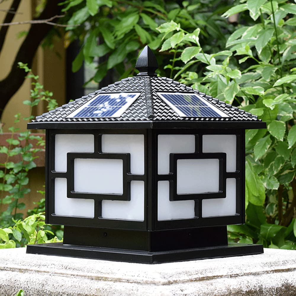 CHENKUI Solarna Lampa Słupkowa W Stylu Chińskim Przemysłowe Oświetlenie Pocztowe Kreatywne Oświetlenie Kolumnowe Z Latarnią W Kształcie Słupa Czujnik Zmierzchu Do Świtu IP54 Wodoodporny Super Jasny