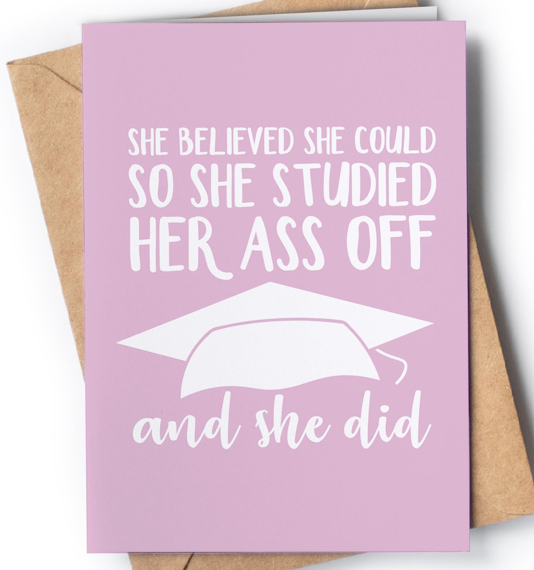 Funny and original graduation card for her with envelope | Inspirational card for women from mom, dad, friend… Fun and empowering present for