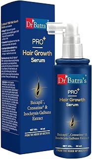 Dr Batra’s Pro+ Hair Growth Serum 50ml – Clinically Proven Hair Fall Control & Regrowth Formula with Baicapil, Cressatine & Isochrysis Galbana | Thicker, Stronger, Fuller Hair | Non-Greasy | For Men & Women