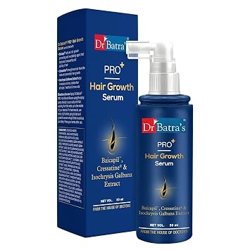 Dr Batras Pro+ Hair Growth Serum 50ml Clinically Proven Hair Fall Control & Regrowth Formula with Baicapil, Cressatine & Isochrysis Galbana Thicker, Stronger, Fuller Hair Non-Greasy