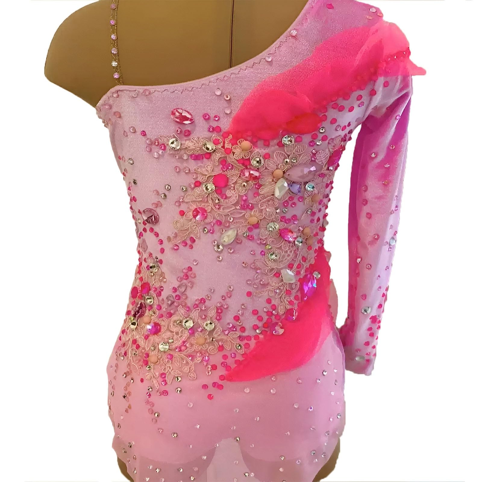 Maillot De Gimnasia Rítmica for Niñas Con Decoración Floral, Uniformes De Gimnasia De Competición Transpirables for Mujer