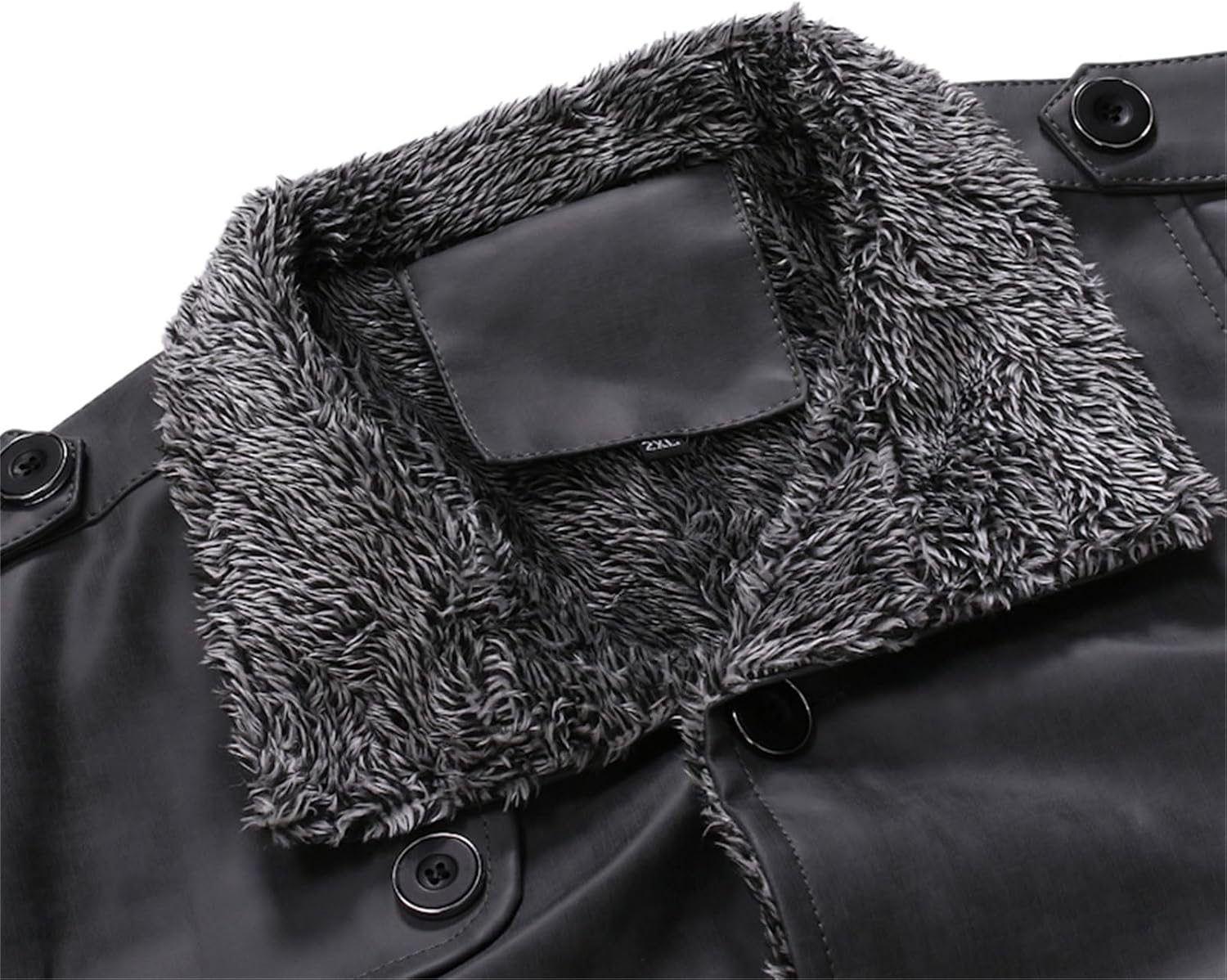 JEsilunmaMY Men's Single-Breasted PU Leather Jacket Fall Winter Fleece Lined Motorcycle Jacket Warm Thicken Bomber Outwear
