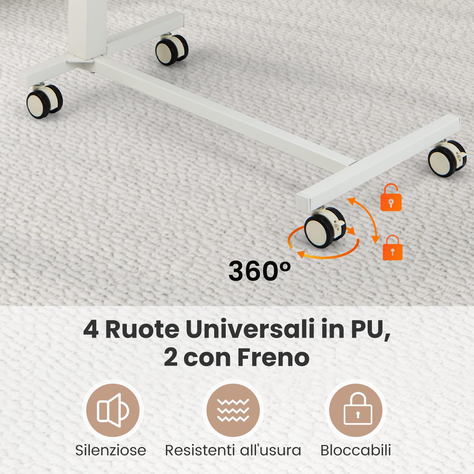RELAX4LIFE Tavolino da Letto per PC, Scrivania Mobile Regolabile in Altezza, Ruote Bloccabili, Tavolino Salvaspazio per Ufficio e Casa, Portata Max 75KG, 76 x 50 x 74-108 cm