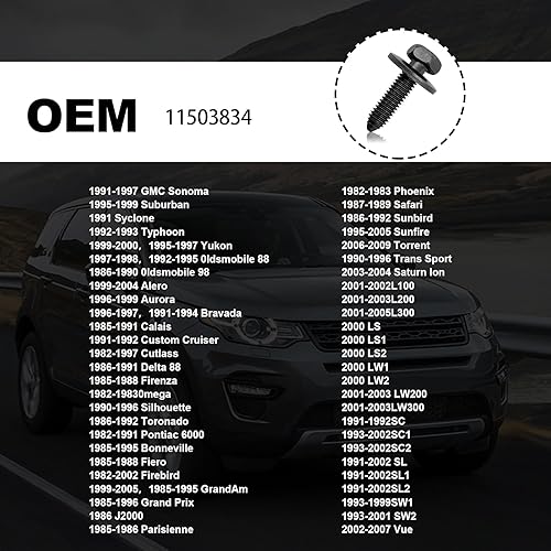 Miniatura 4 de 10 piezas M6 1.0 X 0.984 in cabeza hexagonal métrica Sems pernos cuerpo tornillos tornillos compatibles con GMC Buick Chevrolet Cadillac 11503834,