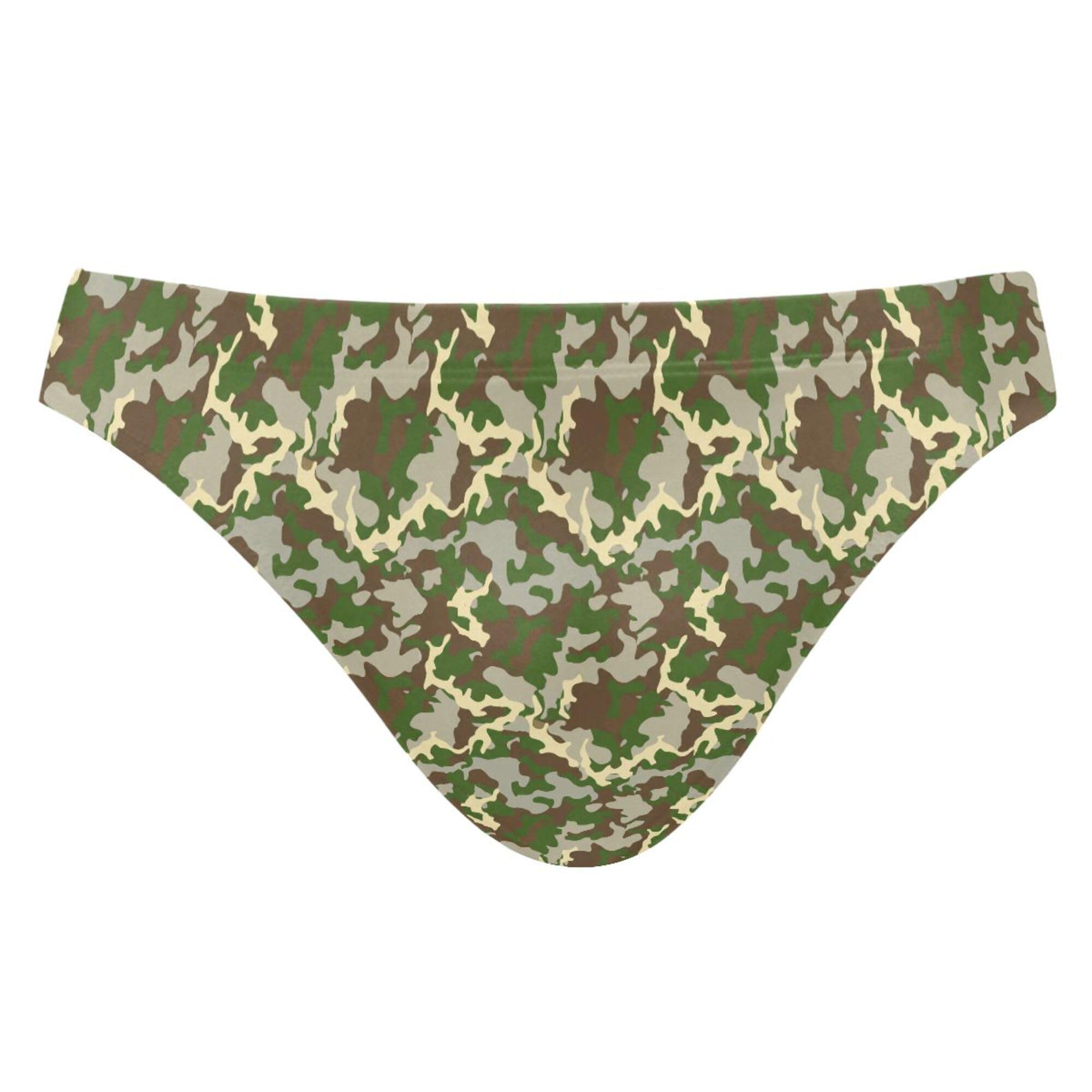 Men's Swim Briefs Green Camouflage Swimsuit Beach Swimwear Bikini M B0405014