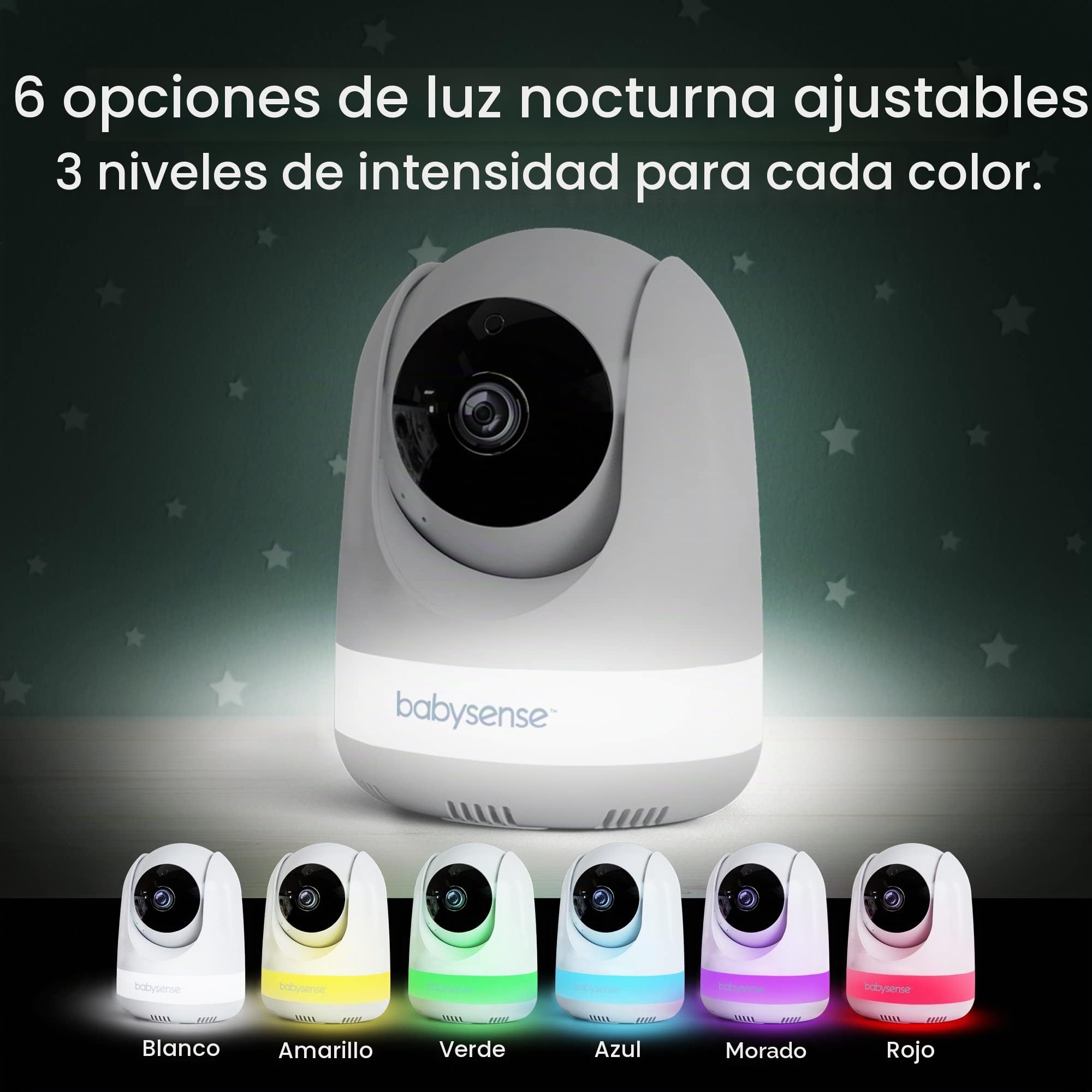 Babysense - Cámara adicional, monitor de vídeo para bebés, modelo: MaxView, audio bidireccional, visión nocturna, luz nocturna RGB, cunas, monitoreo de temperatura