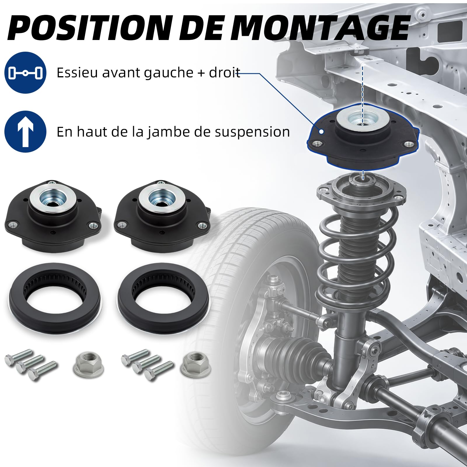 Kit coupelles avant pour VW Golf Passat Touran, 4 pièces