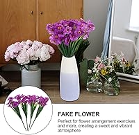 Vista 6 de 4 paquetes de flores artificiales violetas artificiales de seda violeta, flores falsas africanas falsas floración artificial artificial