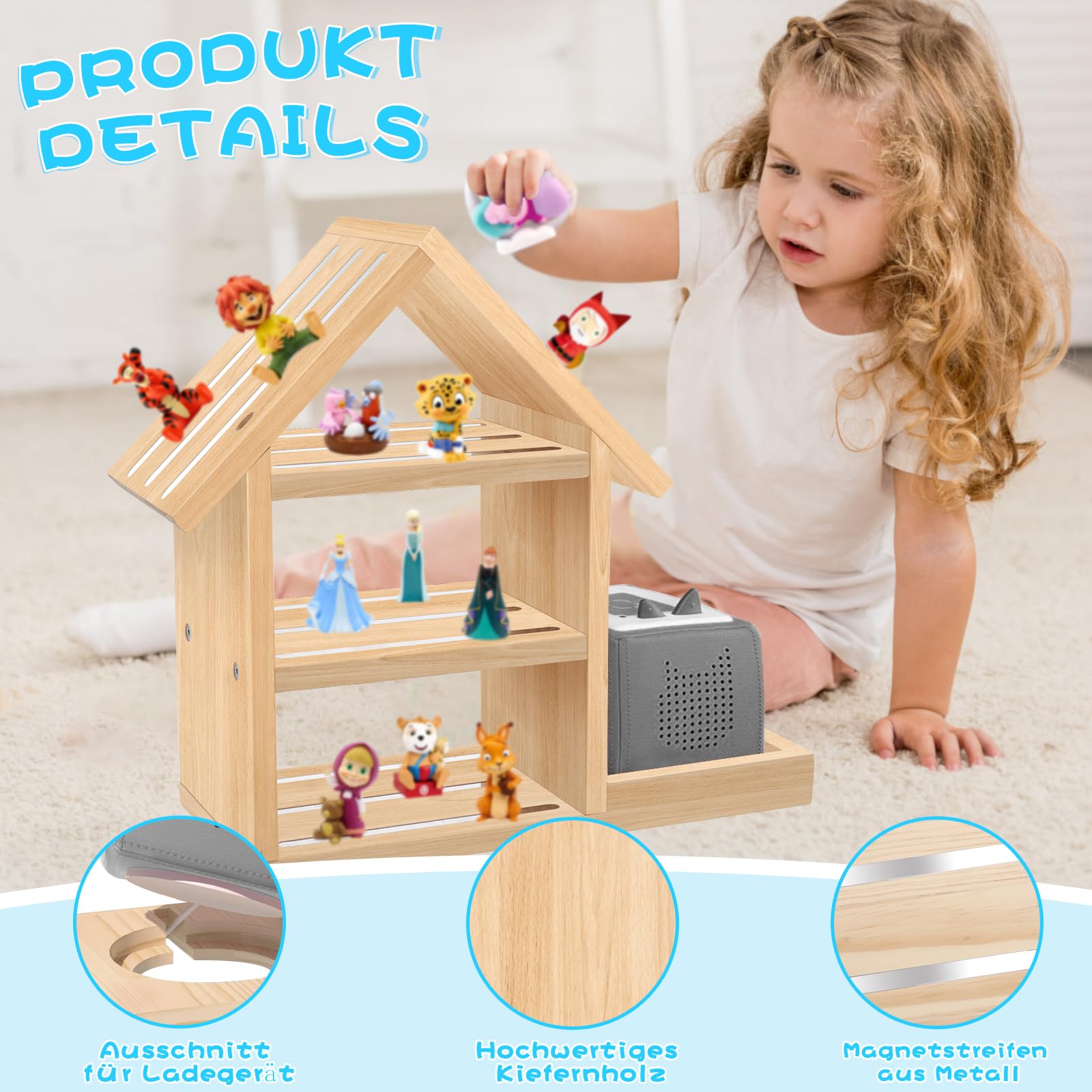 Tonie Regal Kinderzimmer Hausform für bis zu 85 Tonie| Magnetisches Toniebox Regal für Tonie Box und Figuren | Tonieregal Für Jungen & Mädchen