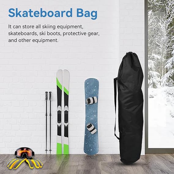 Cyrank Snowboard Bag, Ski Bag Ski Kit Bags Ski Backpacks Snowboard Travel Bag Padded Ski Bag Long Ski Bag Ski Travel Bag Double Ski Bag for Men and Women, 120cm Long