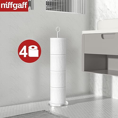 Miniatura 3 de Soporte de papel higiénico (con función de reserva), soporte de almacenamiento de papel higiénico independiente, soporte de acero inoxidable para