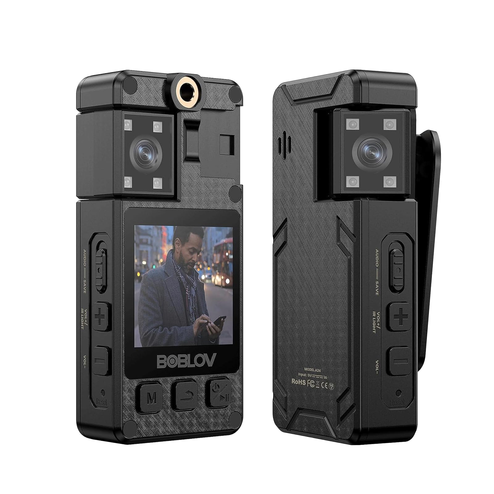 Boblova24 1296p 64gb Small Body Camera 180 Rotate Side Lens