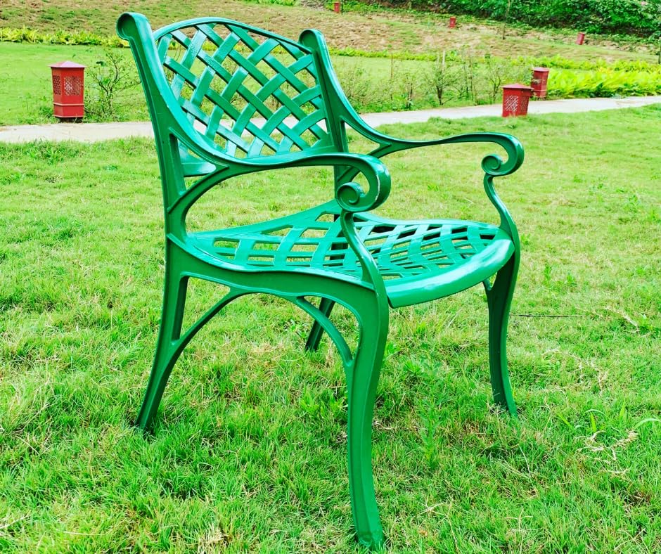 Ibex Lifestyle Orion Chair, Outdoor Aluminium Chair with Basketweave Design (Green, 1 Chair)