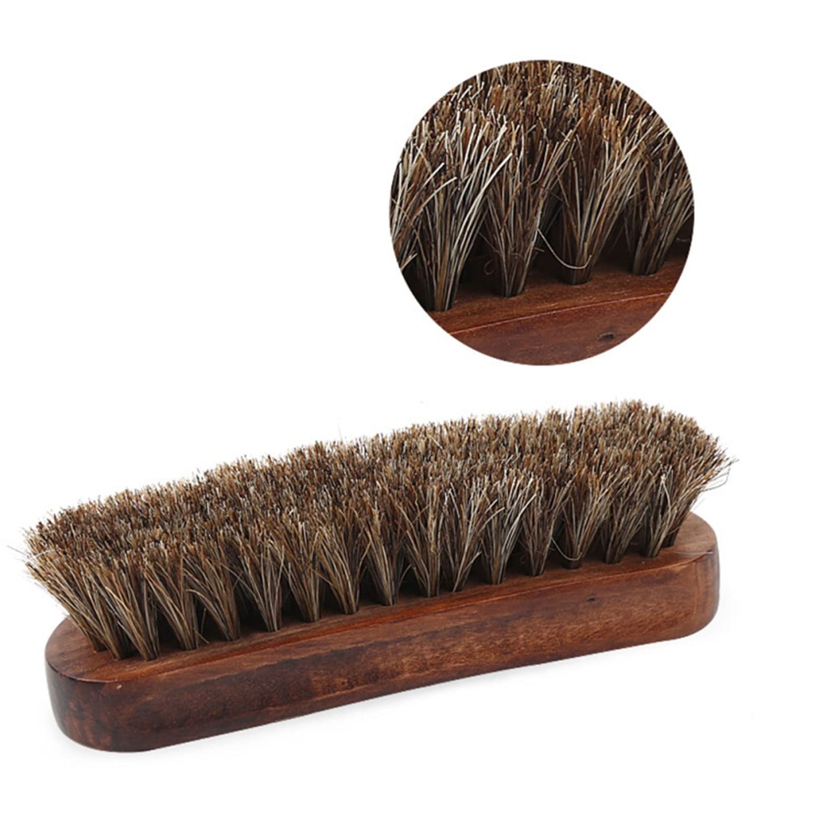 QUNINE Cepillos para Zapatos, Cepillo de Crin, Cepillo de Limpieza con Mango de Madera para Muebles, Ropa, Traje, Zapatos, Abrigo