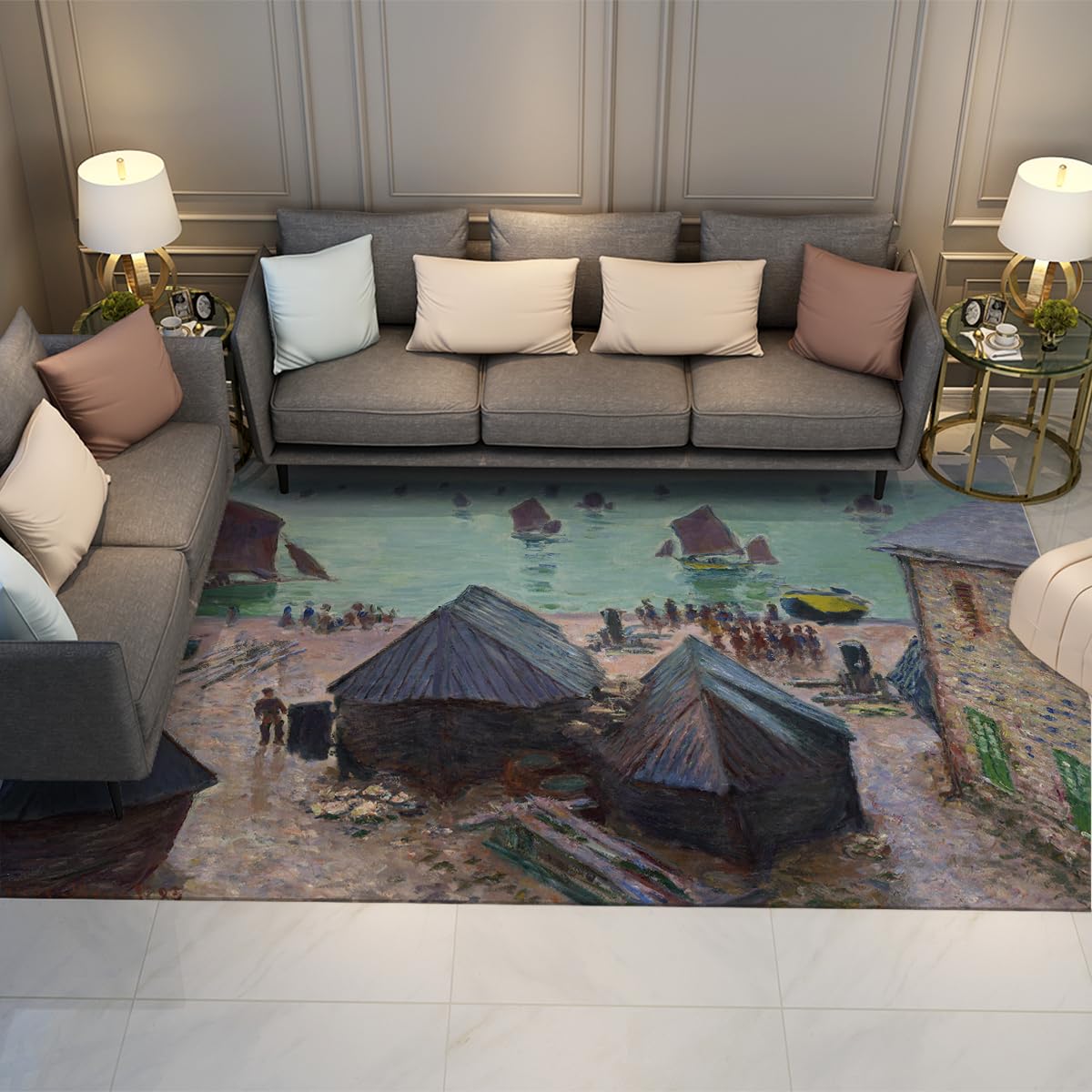 Tapis bord de mer vintage pour salle à manger et cuisine côtière
