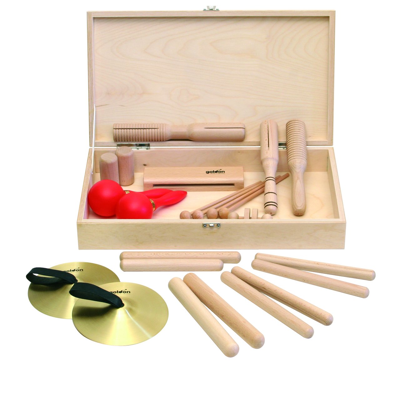 Goldon 30120 Percussion Set 2-teilig, in Holzkiste, 17 Stück