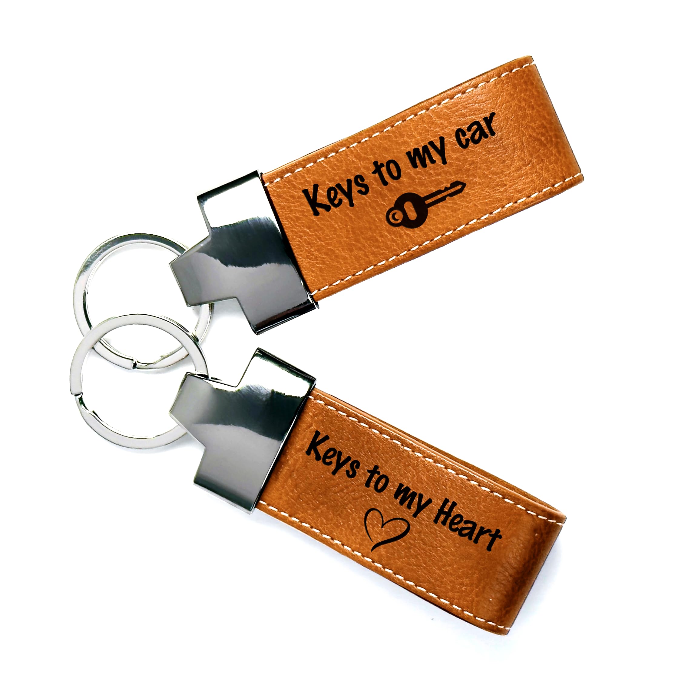 Personalized Key Chains with Names, Dates, or Photo • Premium Leather Custom Keychain • Drive Safe Keychain for Him or Her