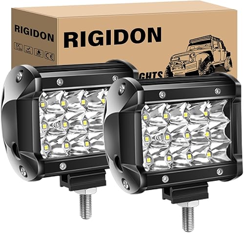 RIGIDON 2 barras de luz LED, 4 pulgadas, 36 W, punto de triple fila, impermeable, todoterreno, luces antiniebla LED para ATV, SUV, barco, camión,