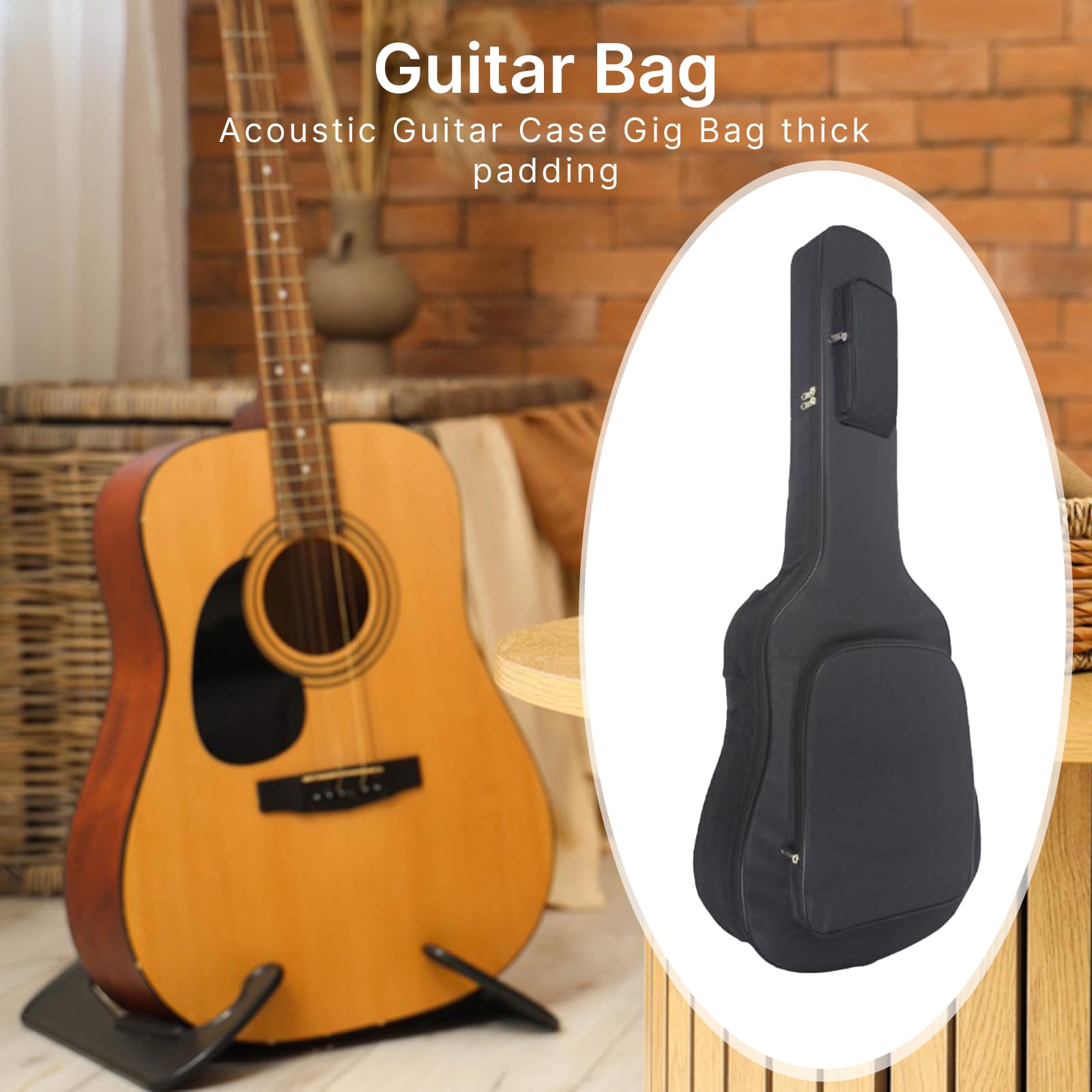 Grand Sac de Guitare Acoustique Oxford Imperméable de 36 à 38 Pouces