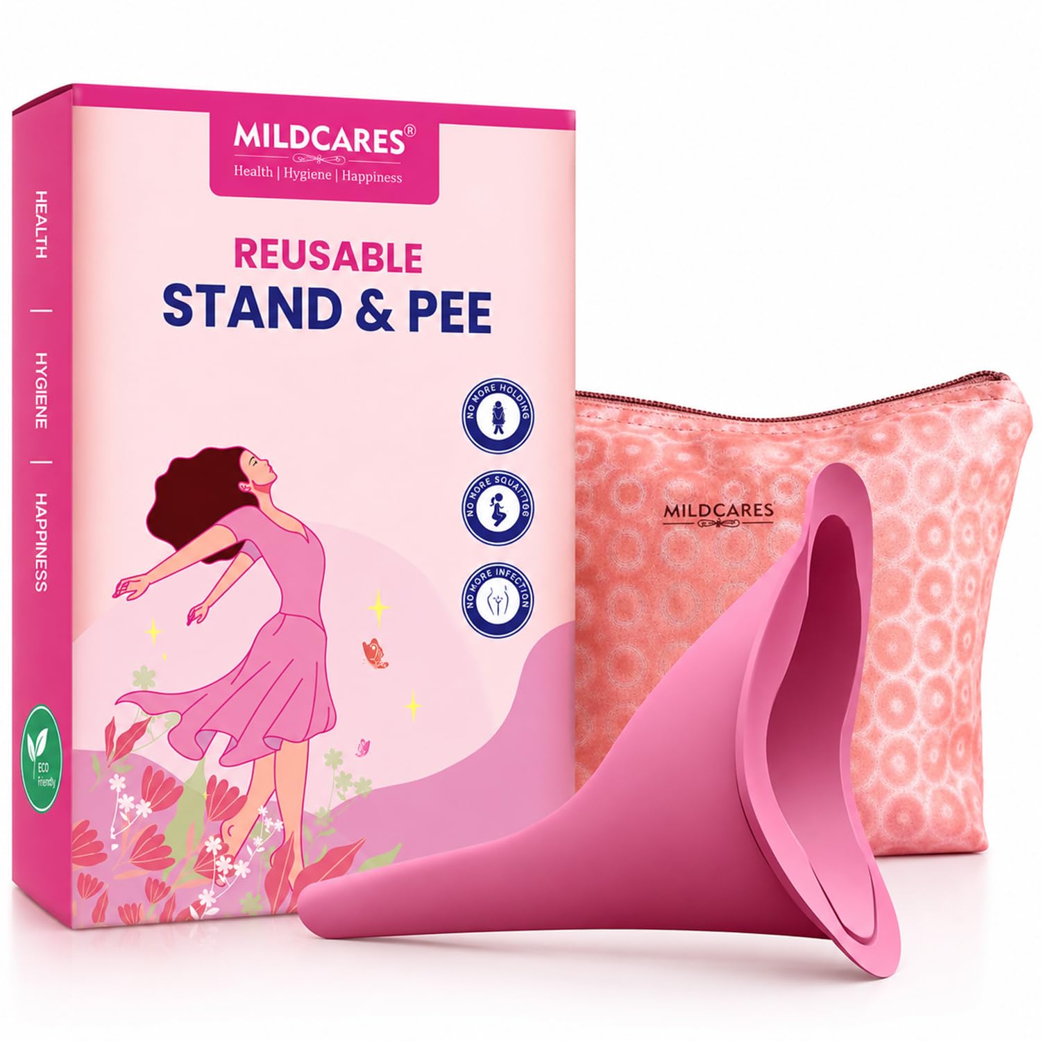 MildCares Stand and Pee Urination Device For Women | Reusable Female Urinal Silicone Pee Funnel With Pouch | For Pregnant Women | Zero Spillage | For Public Toilets, Outdoor, Travel, Camping & Hiking-image-49
