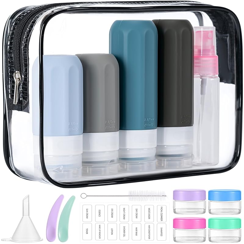 MODENGKONGJIAN Frascos Recarregáveis de Silicone para Viagem, Cinza, Pacote com 16