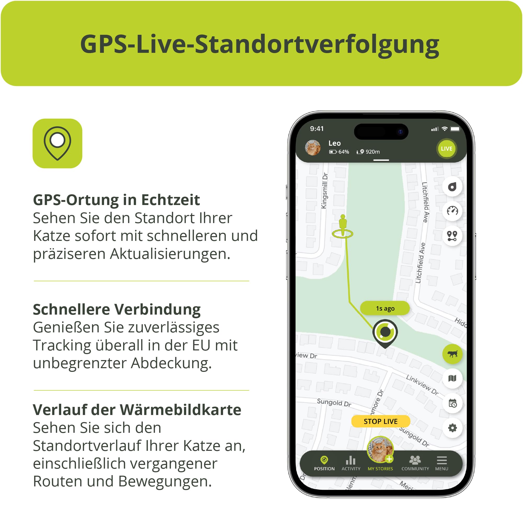 Kippy CAT V2 – GPS-Halsband für Katzen – Ortungsgerät und Gesundheits- und Aktivitätstracker – GPS-Halsband für Katzen mit Anti-Strangulierungs-System – Erstellen Sie virtuelle Grenzen