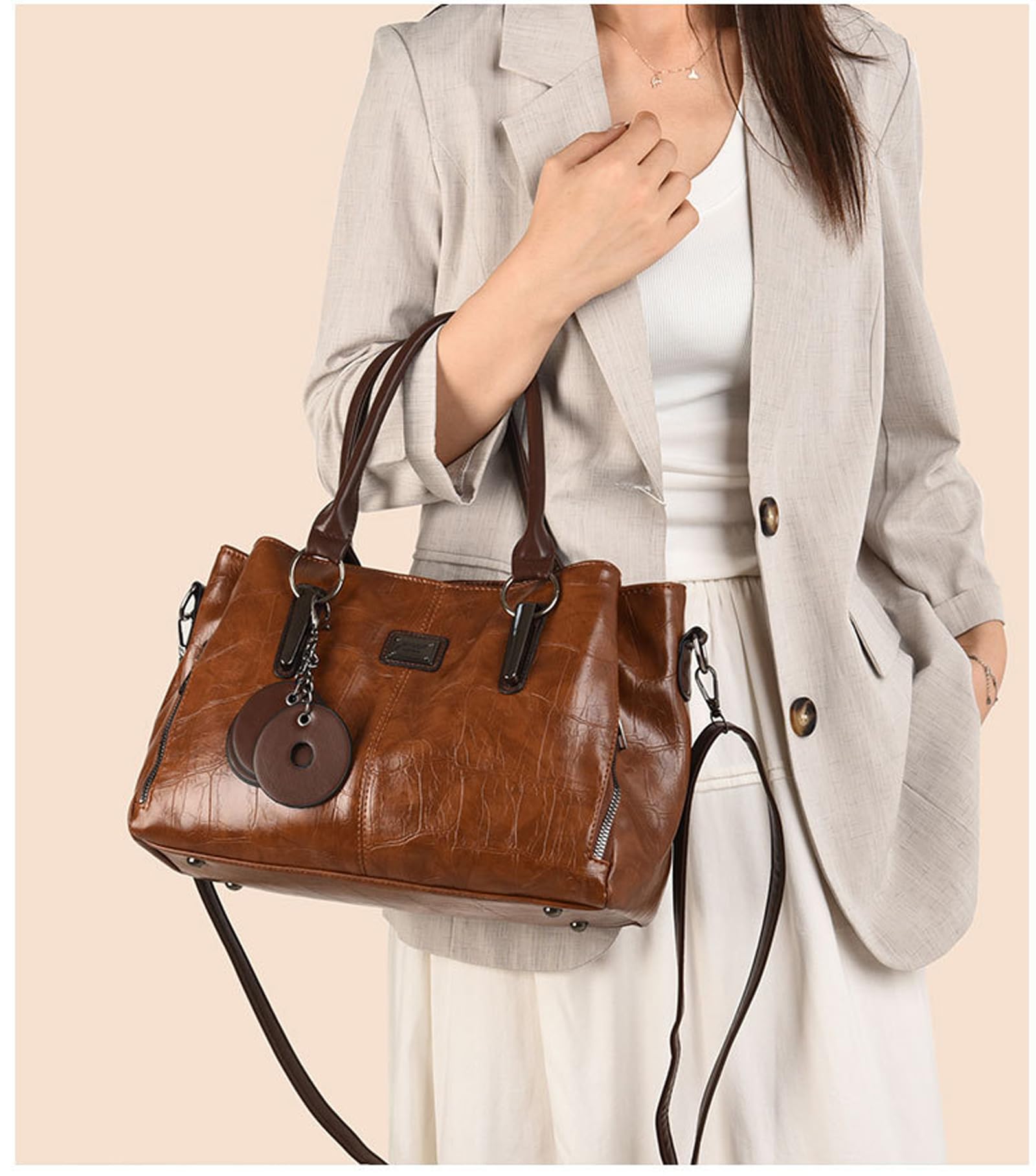 BUKESIYI Damen Tasche Umhängetasche Handtasche Frauen Klein Schultertasche Lack PU Leder Weekender DE77479