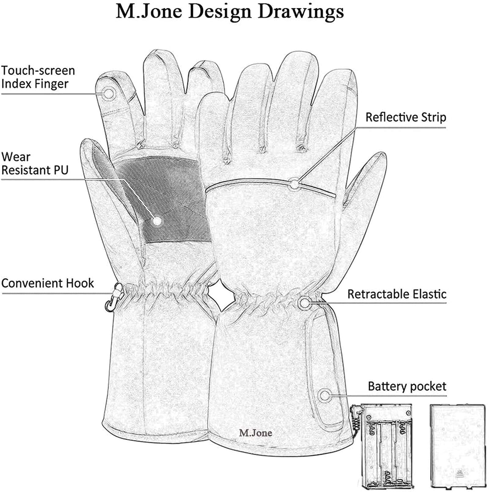 SBTXHJWCGLD Guantes térmicos Guantes térmicos eléctricos con Pilas Recargables Guantes térmicos con Pantalla táctil Calentadores de Manos de Invierno para Pesca, Motociclismo, Senderismo, cicl