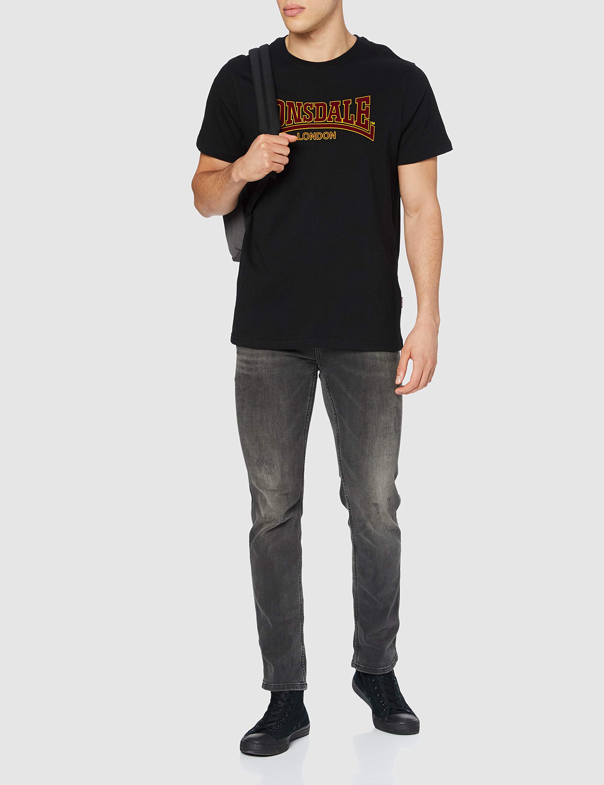 Lonsdale Men's Slim Fit Classic T-Shirt - Black, XX-Large, XXL - Image 2