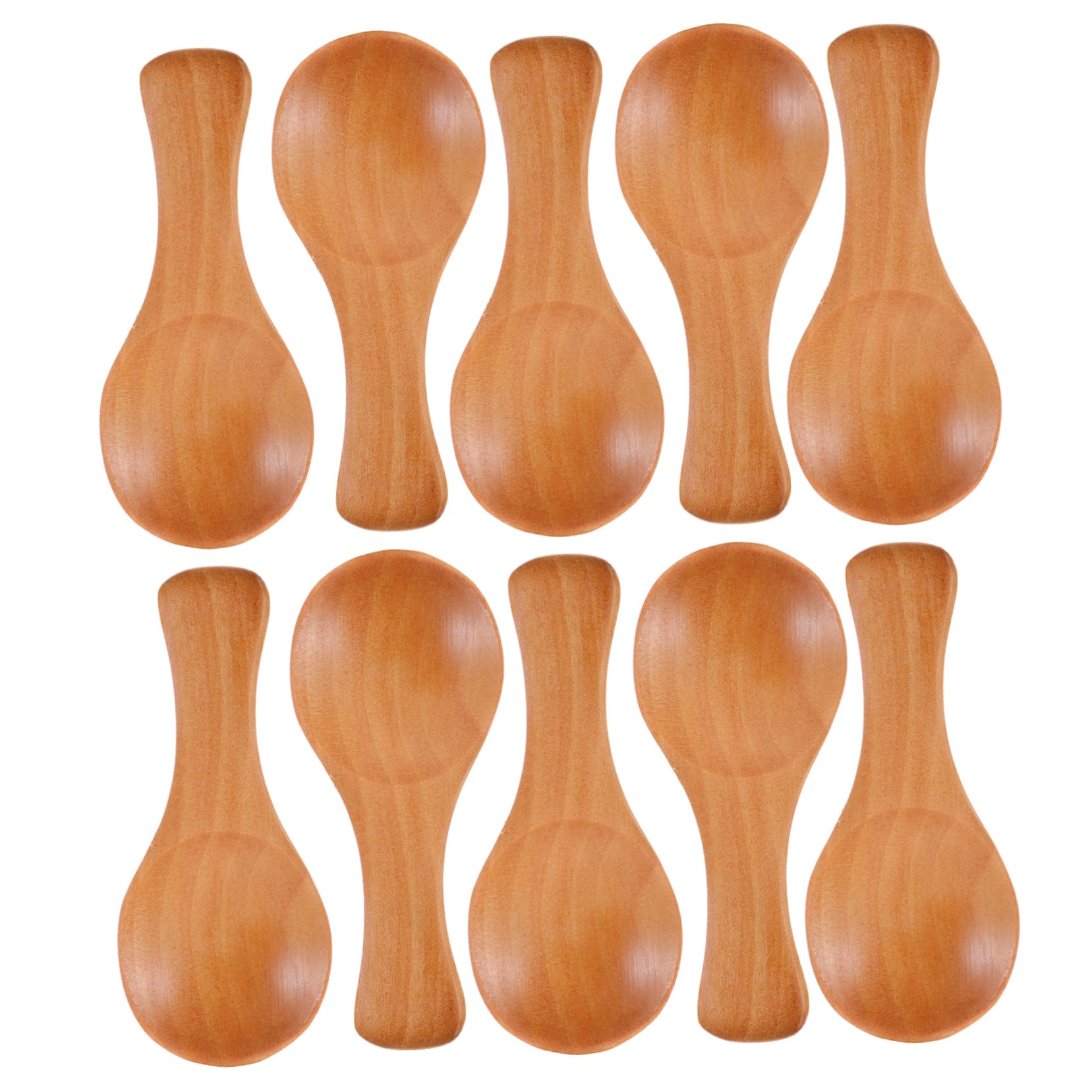 PRETYZOOM Set of 10 Mini Wooden Spoons Mini Ice Cream Dessert Spoons Short Handle Tea Scoops for Daily Use