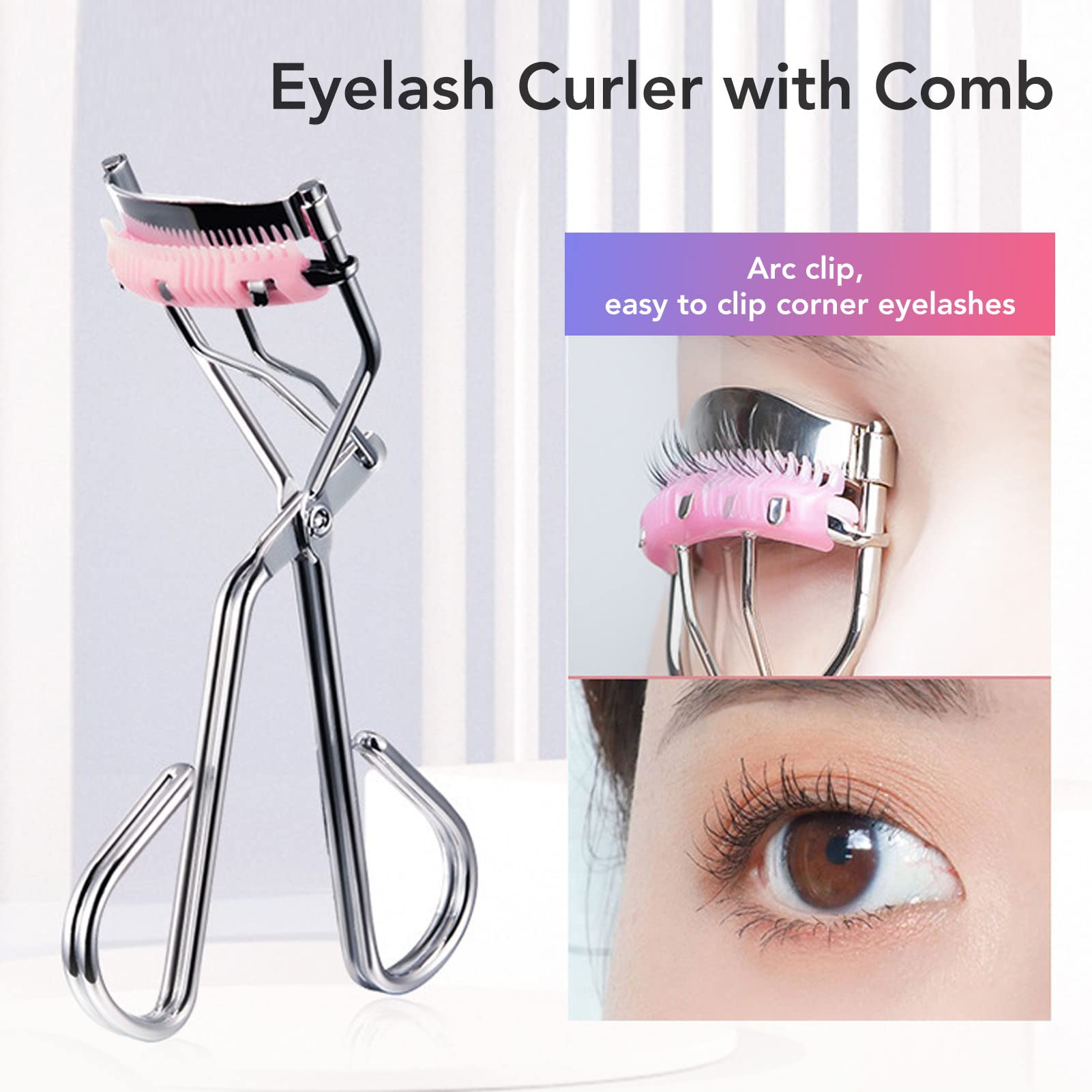 Eyelash Curler, Lash Curler, Small Portable Curling Styling Wide Angle Classic Eyelash Curler With Comb Beauty Tools For All Eye Shapes, Longlasting Lash Curls