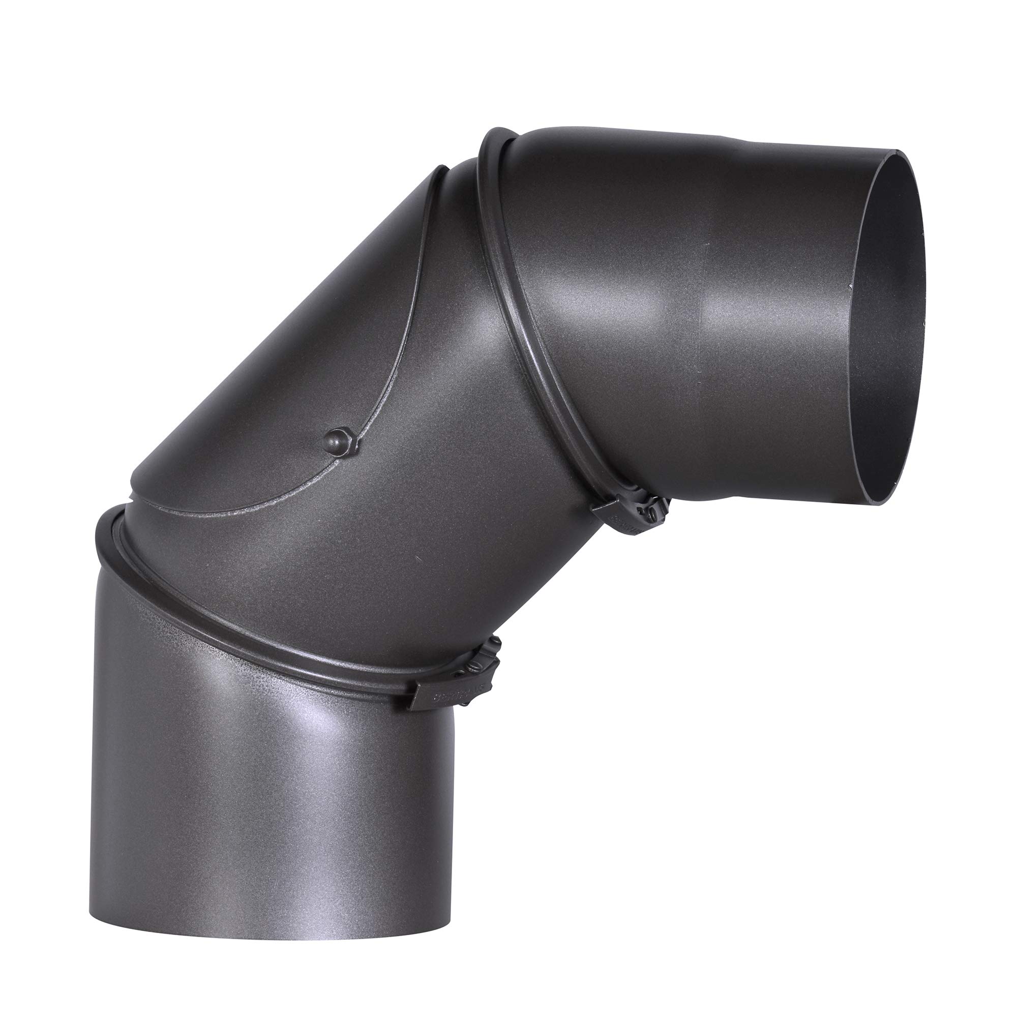 FIREFIX RD130/B 2mm Thick Steel Flue Pipe Elbow 130mm Diameter for Stoves and Fire Pits Senotherm Dark Grey 0-90 Degree Adjustable with Cleaning Door